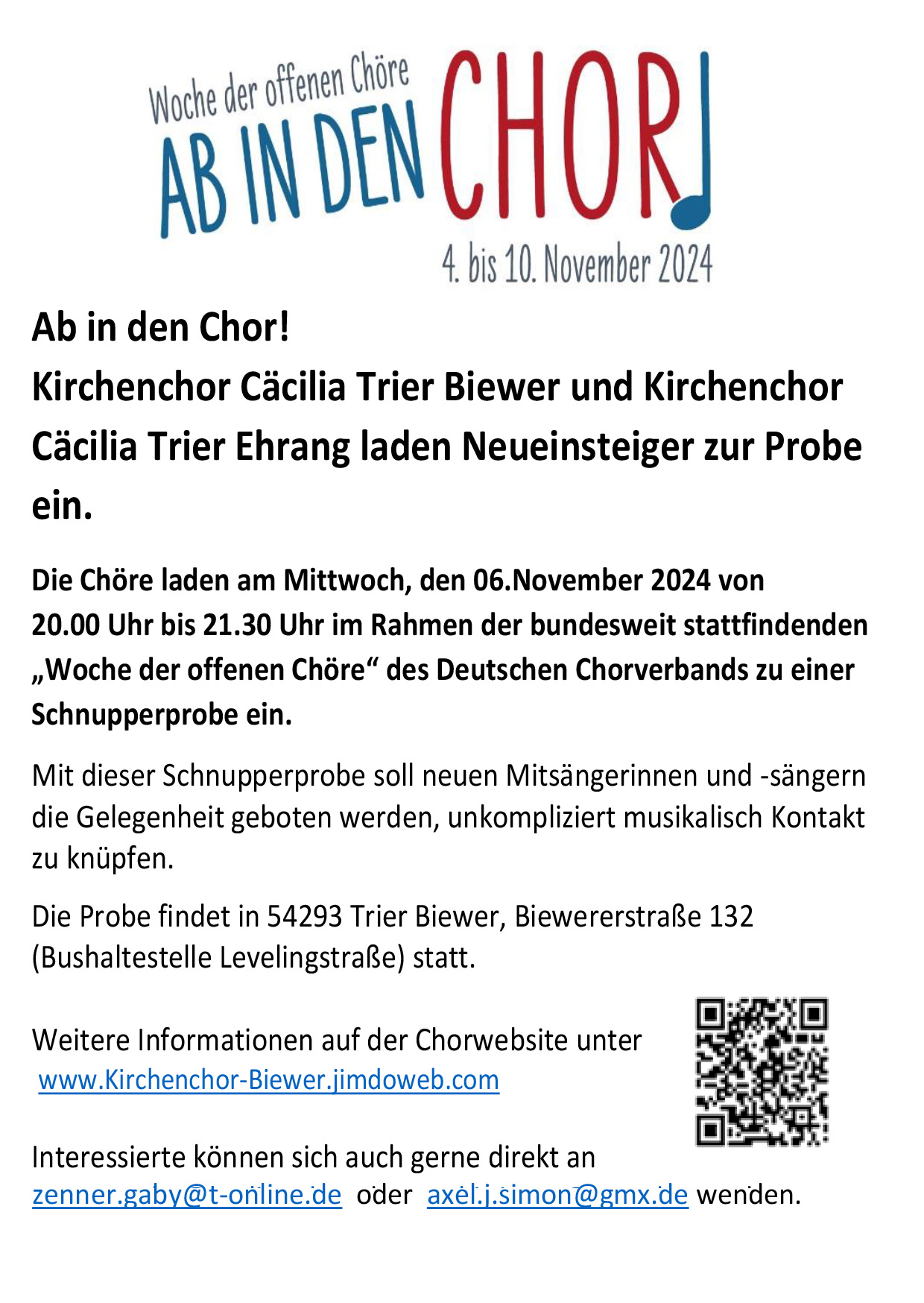 Ab in den Chor Einladung